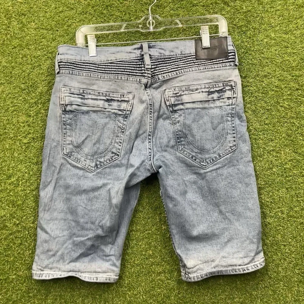 True Religion Rocco Moto Shorts Mens 28 Medium Harmonious Wash Relaxed Skinny
